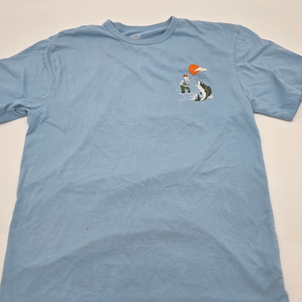 Playwear Wonder Nation Fishing T-Shirt Boy XL 14-16 Blue Skeleton Keepin It Reel